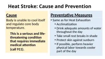 Slide 50: Heat Stroke: Cause and Prevention
