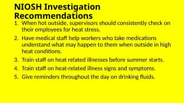 Slide 57: NIOSH Investigation Recommendations