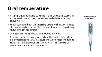 Slide 65: Oral temperature