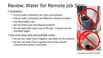 Slide 83: Review: Water for Remote Job Sites