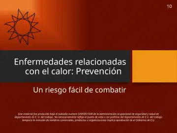 Slide 10: Enfermedades relacionadas con el calor: Prevención