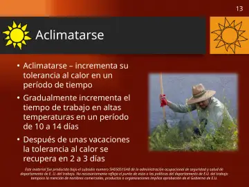 Slide 13: Aclimatarse