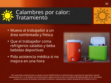 Slide 30: Calambres por calor: Tratamiento