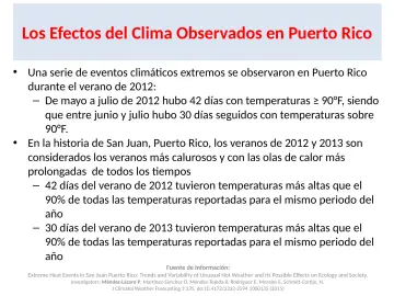 Slide 5: Los Efectos del Clima Observados en Puerto Rico
