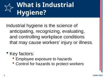 Slide 2: What is Industrial Hygiene?