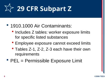 Slide 8: 29 CFR Subpart Z