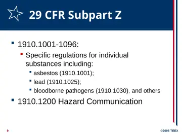Slide 9: 29 CFR Subpart Z