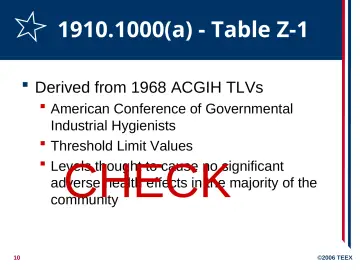 Slide 10: 1910.1000(a) - Table Z-1