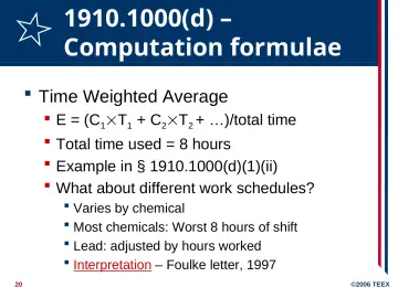 Slide 20: 1910.1000(d) – Computation formulae
