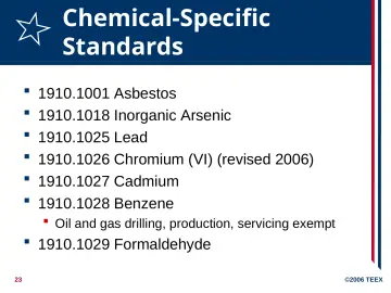 Slide 23: Chemical-Specific Standards