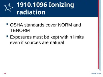 Slide 26: 1910.1096 Ionizing radiation