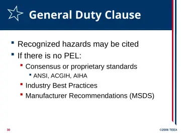 Slide 30: General Duty Clause