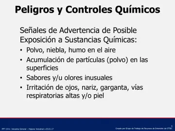 Slide 9: Peligros y Controles Químicos