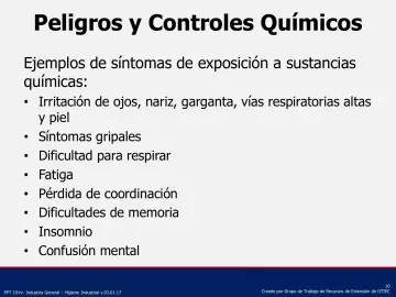 Slide 10: Peligros y Controles Químicos
