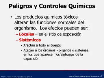 Slide 14: Peligros y Controles Químicos