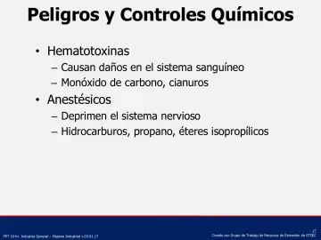 Slide 17: Peligros y Controles Químicos