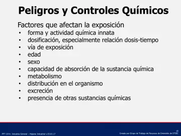 Slide 18: Peligros y Controles Químicos
