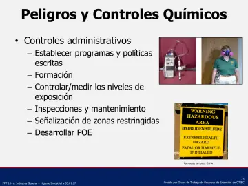 Slide 23: Peligros y Controles Químicos