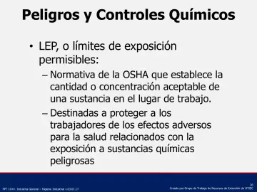Slide 26: Peligros y Controles Químicos