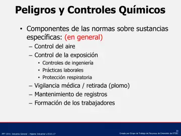 Slide 30: Peligros y Controles Químicos