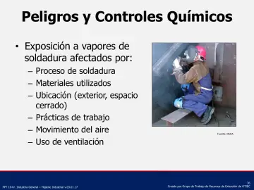 Slide 36: Peligros y Controles Químicos