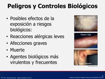 Slide 39: Peligros y Controles Biológicos
