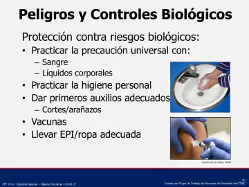 Slide 40: Peligros y Controles Biológicos