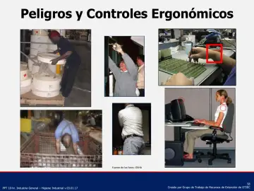 Slide 58: Peligros y Controles Ergonómicos