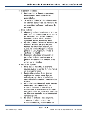 Page 7: b. Exposición al asbesto