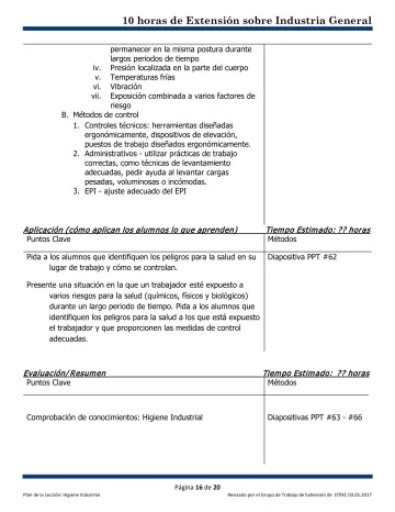 Page 16: permanecer en la misma postura durante largos periodos de tiempo