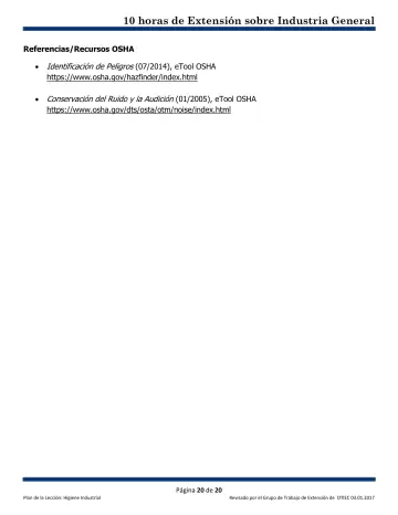 Page 20: Referencias/Recursos OSHA