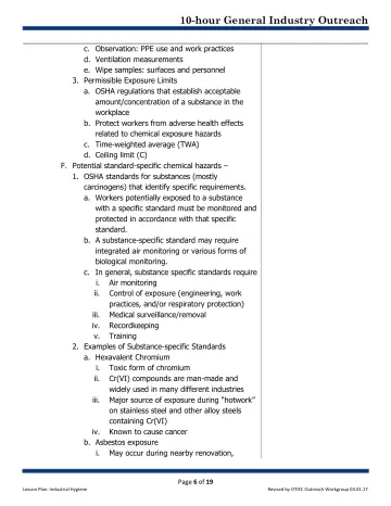 Page 6: c. Observation: PPE use and work practices