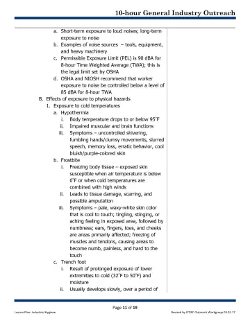Page 11: a. Short-term exposure to loud noises; long-term exposure to noise