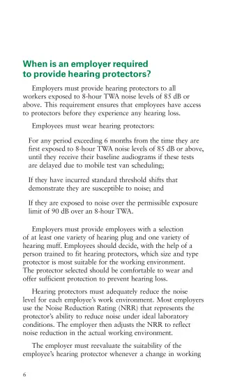 Page 12: When is an employer required to provide hearing protectors?