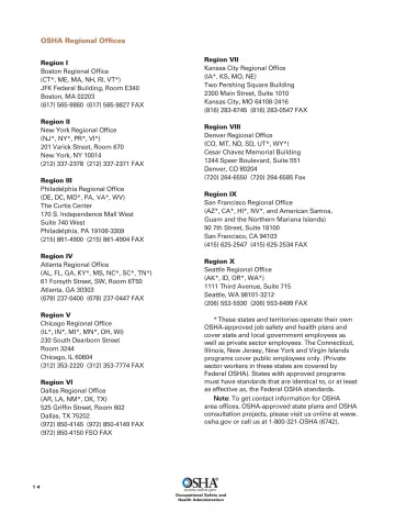 Page 16: OSHA Regional Offices