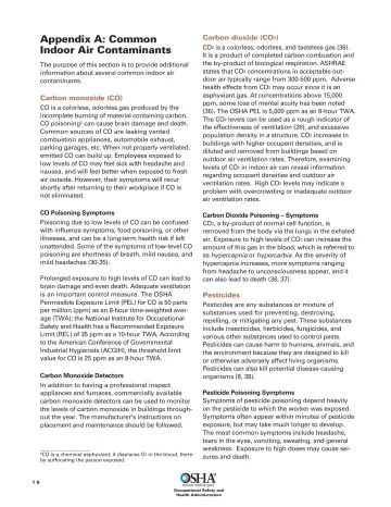 Page 18: Appendix A: Common Indoor Air Contaminants