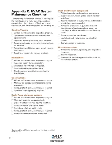 Page 22: Appendix C: HVAC System Maintenance Checklist 4