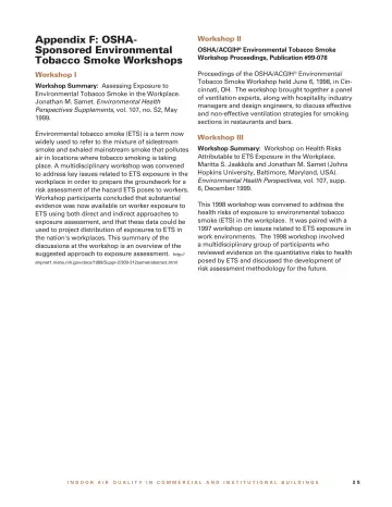 Page 27: Appendix F: OSHA- Sponsored Environmental Tobacco Smoke Workshops