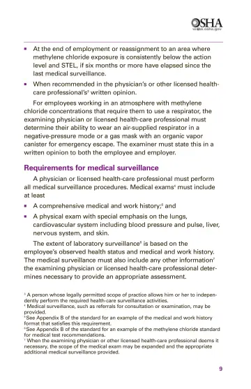 Page 11: Requirements for medical surveillance