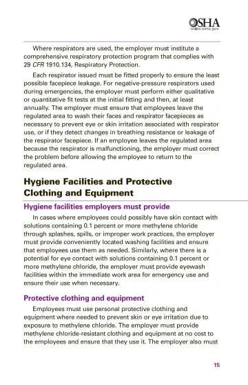 Page 17: Hygiene Facilities and Protective Clothing and Equipment