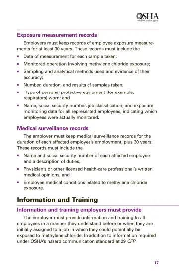 Page 19: Exposure measurement records
