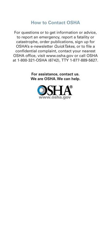 Page 39: How to Contact OSHA