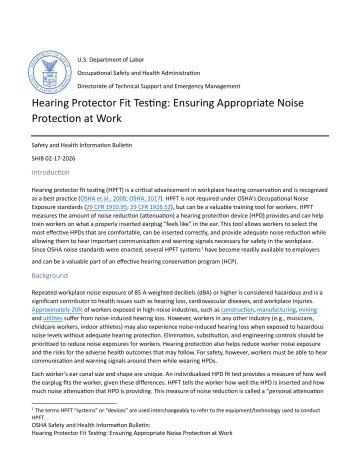Page 1: Hearing Protector Fit Testing: Ensuring Appropriate Noise Protection at Work