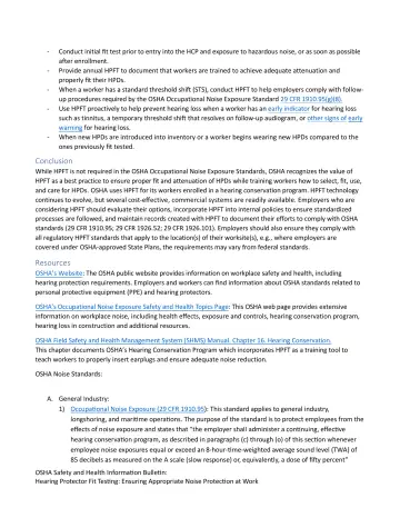 Page 5: Conduct initial fit test prior to entry into the HCP and exposure to hazardous noise, or…