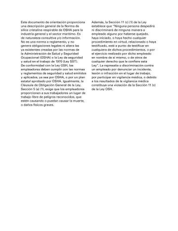 Page 4: Este documento de orientación proporciona una descripción general de la Norma de sílice…
