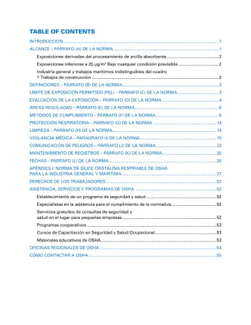 Page 5: TABLE OF CONTENTS