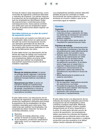 Page 16: formas de reducir esas exposiciones, como controles de ingeniería, prácticas laborales y…