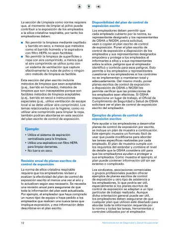 Page 17: La sección de Limpieza como norma requiere que, al momento de limpiar el polvo puede…