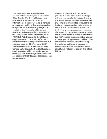 Page 4: This guidance document provides an overview of OSHA’s Respirable Crystalline Silica…