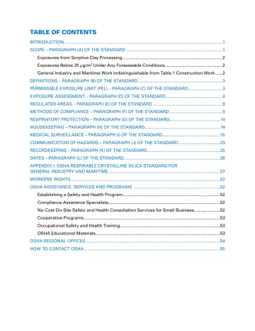 Page 5: TABLE OF CONTENTS